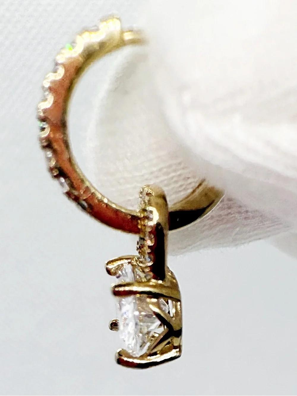 Stunning Gold-Tone Cubic Zirconia Drop Huggie Earrings!